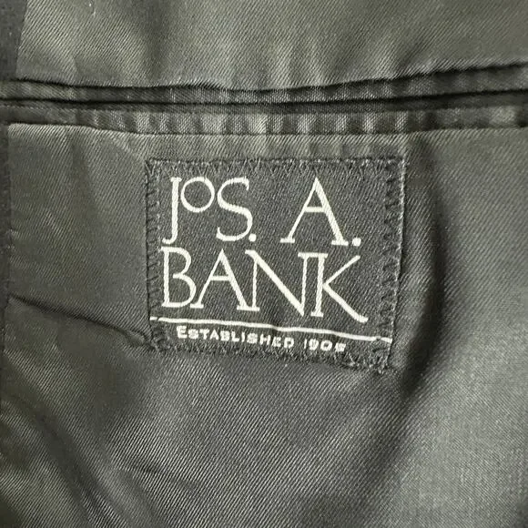 Jos A Bank Mens Blazer Size 44R Black Cashmere Structured‎ Tailored Jacket